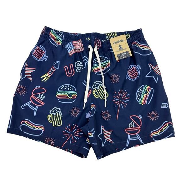 Chubbies Swim Trunks Mens Medium Blue Patriotic Lights5.5